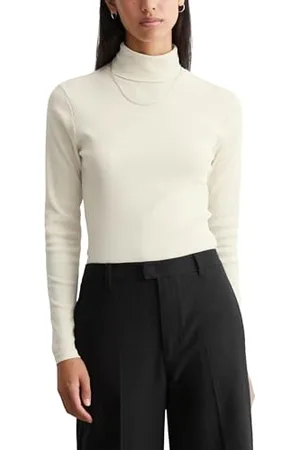 Marc O’ Polo Marc OߴPolo Denim Damen Langarmshirt mit Stretch-Anteil mit Kapuze, Schwarz (Chalky Sand), XL