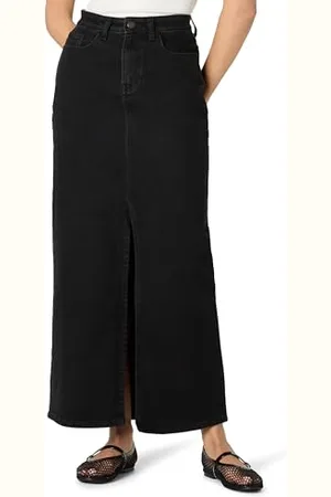 THE DROP Rylie Maxi Denim Skirt with Front Slit Rock, , L