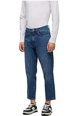 HUGO BOSS Herren 340 Blaue Regular-Fit Jeans aus festem Denim in Cropped-Länge 34/34
