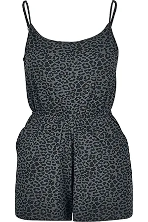 Urban classics Damen Ladies Animal Short Spaghetti Jumpsuit, , XS