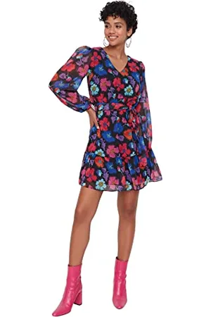 Trendyol Damen Woman Mini A-line V-Neck Woven Dress Kleid, , 36