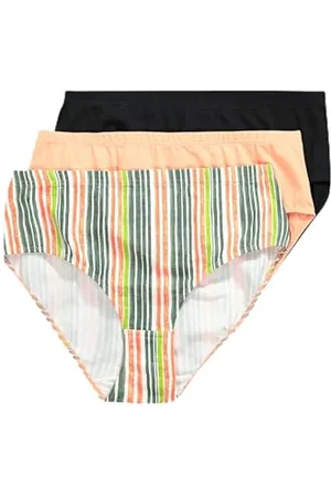 Ulla Popken Damen 3er, Midi-Briefs, Striped Symphony 829420 Unterwäsche, , 46-48 EU