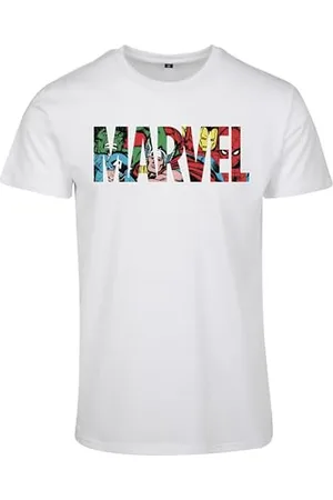 Merchcode Herren MC591-Marvel Logo Character Tee T-Shirt, White, XXL