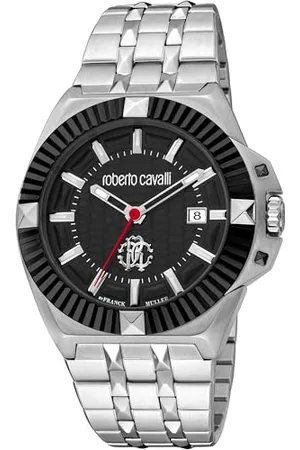 Roberto Cavalli Herren Analog Quarz Uhr mit Edelstahl Armband RV1G181M0081