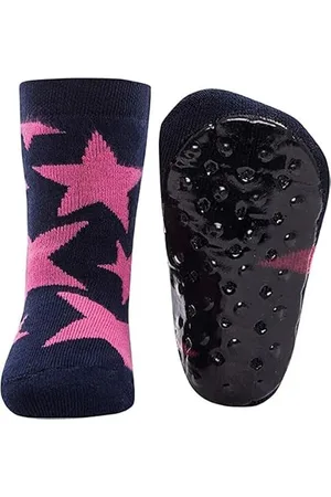 Ewers Stoppersocken Sterne, Socken mit Antirutschsohle für Mädchen und Jungen, Anti-Rutsch-Socken mit Gummisohle, MADE IN GERMANY, 1 Paar rutschfeste Kindersocken, Pink, Größe 29-30