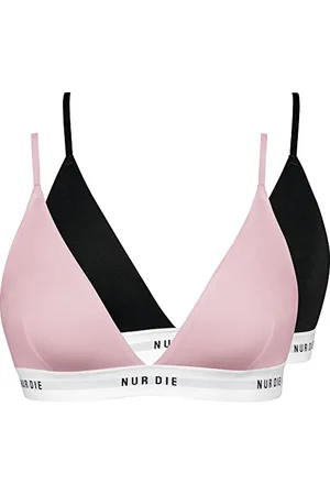 Nur Die 2er Pack Soft BH sportlich ohne Bügel bügelloser BH Triangel Bra Bustier Baumwolle Damen