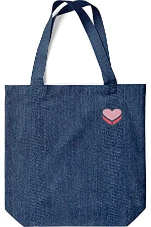 Green Fish Denim Bedruckte Einkaufstasche, Wiederverwendbare, Jeans Tasche, Maschinenwaschbar, Faltbar, Stofftasche mit Zwei Langen Henkeln, 38x42 Cm