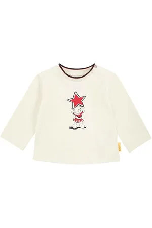 Steiff T-Shirt Langarm EU Größe 62 , Mädchen Langarm-Sweatshirt, Longsleeve für Kinder, Pullover langärmelig, Babyoberteil, ideales Basic Shirt, bequem und weich, waschmaschinenfest