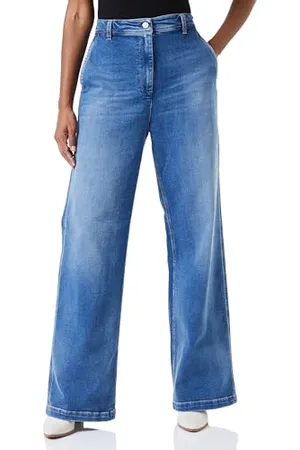 Replay Damen Jeans Drewby Wide Leg Straight-Fit aus Comfort Denim, (Blau), 25W