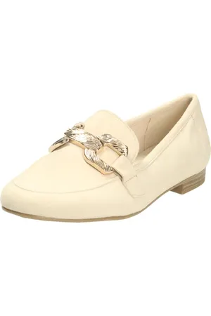 Marco Tozzi Damen Slipper aus Leder Kleiner Absatz, Beige , 42 EU
