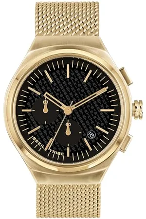 Breil Uhr Herren Spin Off Ziffernblatt SCHWARZ Bewegung Chrono Quartz e MESH Farbiger Stahl Gold EW0532