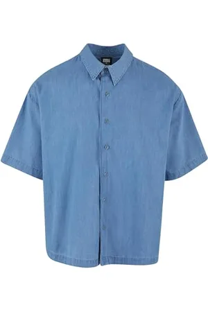 Urban classics Herren Hemd Lightweight Denim Shirt, lässiges Denim Hemd für Männer, Halbarm, , 5XL