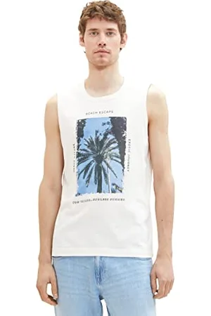 TOM TAILOR Herren 1036399 Tanktop mit Foto-Print, 10332-Off White, XXL