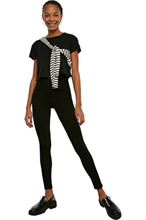 Trendyol Schwarze Hohe Taille Roller strickte Strumpfhosen, , extra groß