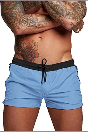 Coofandy Herren Badehose Bademode Badeanzug Badeanzug Board Strand Sport Kurz, blau/schwarz, L