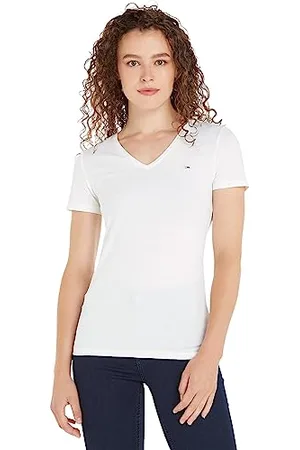 Tommy Hilfiger TJW SKINNY STRETCH V NECK Kurzarm Strickoberteile Damen, , XS
