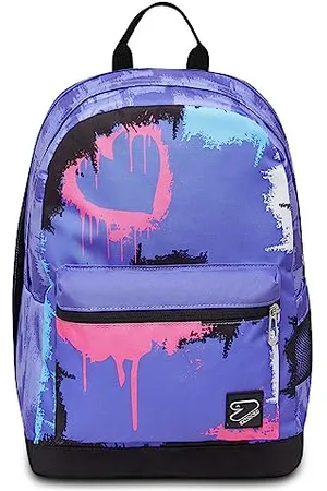 7 for all Mankind Wende Rucksack, aus nachhaltigem Stoff, Geräumige Schultasche für Teenager, Mädchen Jungen, 2 Muster, für Schule, Sport und Freizeit, mit Trinklaschenfach, Doubleface, violett-schwarz