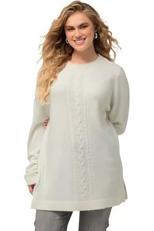 Ulla Popken Damen Cabel Strickpullover mit Mock Kragen Strickjacke, , 42-44