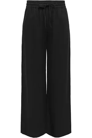 JDY Damen SAY Linen HW Wide Pant WVN NOOS Leinenhose, Black, M / 32L