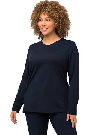 Ulla Popken Damen große Größen Übergrößen Plus Size Ski-Funktionsshirt, schnelltrocknend, Loop, Langarm 42+ 751623130-42+