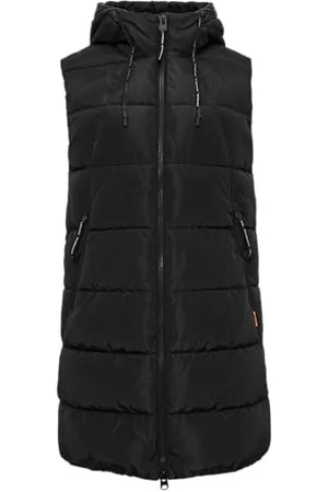 QS by s.Oliver Damen 2148351 Steppweste mit Kapuze lang, , 38