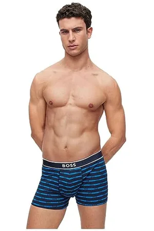 HUGO BOSS Herren Unterwäsche Unterhosen Boxershorts Trunk 24 Print Cotton Stretch, Farbe:Blau, Größe:M, Artikel:-433 Bright Blue