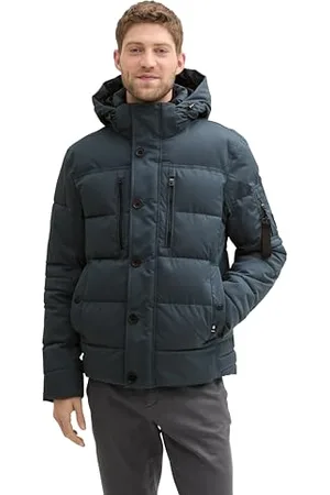 TOM TAILOR Herren 1041323 Pufferjacke mit Abnehmbarer Kapuze, 27604-Stormy Blue, L