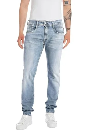 Replay Herren Jeans Anbass Slim-Fit Bio, Blau , 34W / 30L