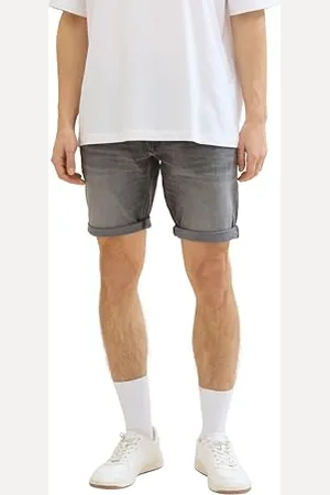 TOM TAILOR Herren Regular Fit Jeans Bermuda Shorts, used light stone grey denim, S