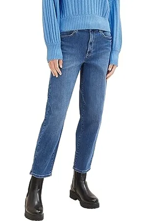 TOM TAILOR Damen High Waist Barrel Fit Jeans, mid stone wash denim, 34/30