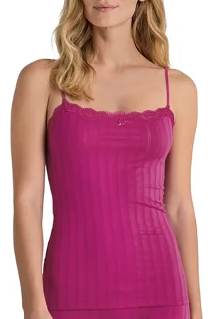 Calida Etude Toujours Spaghetti-Top Damen, verstellbare Träger, edle Nadelstreifen-Optik, mit Swiss+Cotton-Gütesiegel