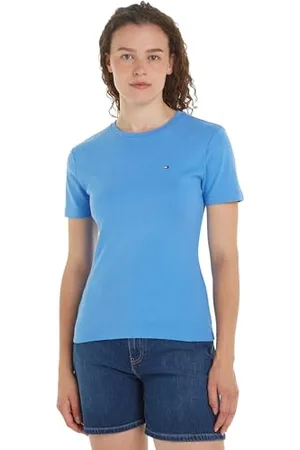 Tommy Hilfiger Damen T-Shirt Kurzarm New Slim Cody Rundhalsausschnitt, Blau (Blue Spell), XXXL