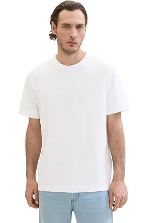 TOM TAILOR Herren Klassisches T-Shirt mit Piqué-Struktur, White, XL