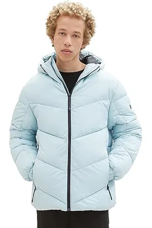 TOM TAILOR Herren 1038858 Puffer-Jacke mit Kapuze, 30463-dusty Mint Blue, XL