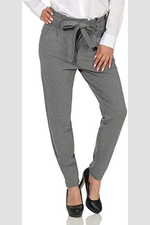 VERO MODA Damen Business Stoffhose Elegante High Waist Paperbag Pants mit Bindeband VMEVA