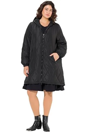Ulla Popken Damen große Größen Übergrößen Plus Size Leichtstepp-Mantel, wasserabweisend, 2-Wege-Zipper