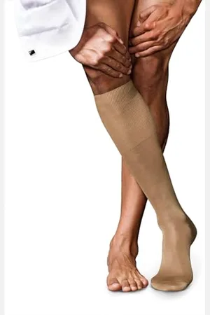 Falke Herren Kniestrümpfe No. 9 M KH Pure Fil d´Écosse Baumwolle lang einfarbig 1 Paar, Beige (Brownie Melange 4170), 45-46