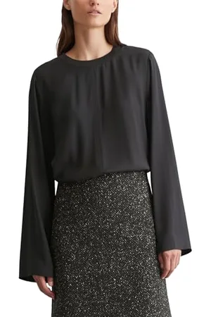 Marc O’ Polo Marc OߴPolo Damen Shirtbluse aus Viskose Langarm, Grau (Dark Graphite), 38
