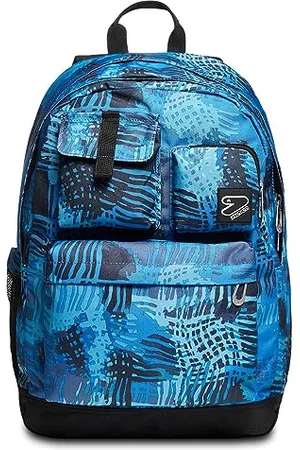 7 for all Mankind Rucksack, Schulranzen für Mädchen und Jungen, Tornister Schule Gymnasium Sport Freizeit, mit Flaschenfach, Laptopfach, mit Kopfhörern, gepolstert, blau