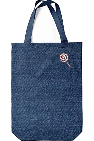 Green Fish Denim-Tragetasche, bedruckt, Einkaufstasche, maschinenwaschbar, faltbar, Handtasche aus Jeans mit Griffen, 22 x 26 cm