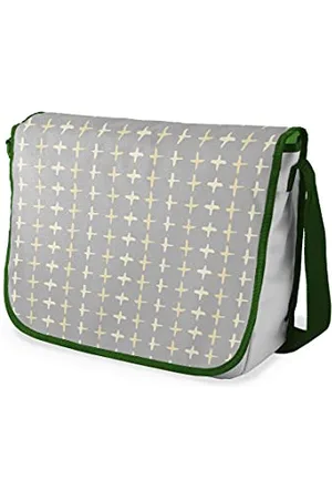 Bonamaison Le Jardin du Lin Digital Bedruckte Messenger Schultaschen mit Khaki Riemen für Mädchen und Jungen, Zurück zur Schule, Kuriertaschen für Schüler, Umhängetaschen, Größe: 29x36 Cm