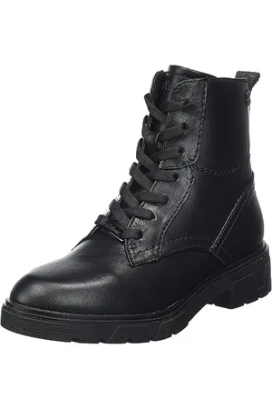 QS by s.Oliver Damen Stiefeletten zum Schnüren aus Kunstleder mit Schnürsenkeln und Reißverschluss (Black), 37