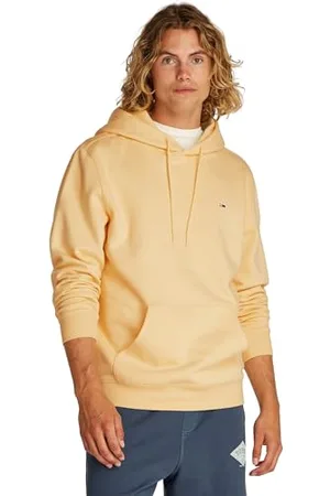 Tommy Hilfiger Herren Hoodie Regular Fit Flag Fleece mit Kapuze, Gelb (Custard Cream), S