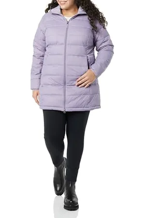 Amazon Damen Leichter, wasserabweisender, verstaubarer Regular-Fit-Daunenmantel mit Kapuze (erhältlich in Plus Size), , XL