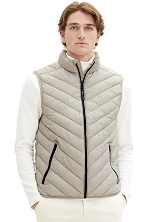 TOM TAILOR Herren 1036072 Lightweight Steppweste mit Stehkragen aus recyceltem Polyester, 26199-beige Alfalfa, XL