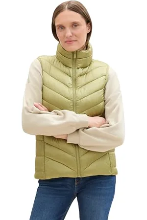 TOM TAILOR Damen 1041486 Weste mit Stehkragen, 35768-Dark Sage, XL