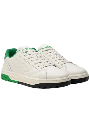Replay Herren Sneaker aus Leder, Mehrfarbig (Off Wht Green 115), 43