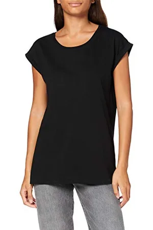 Build Your Brand Womens BY138-Ladies Organic Extended Shoulder Tee T-Shirt, Black, S