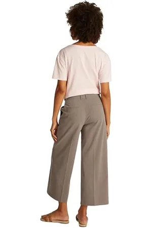 Tommy Hilfiger Damen Stoffhose Wide Leg Crop Knöchelfrei, Braun (Tundra Brown), 40W