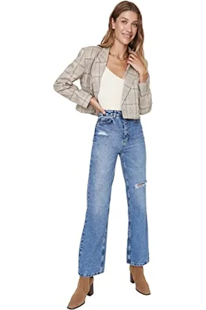 Trendyol Damen Herren Hoher Bund Weites Bein der 90er Jeans, , 40 EU